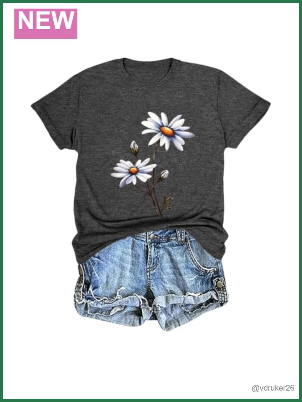 Womens Daisy Sunflower Graphic Tee Short Sleeve Cotton Blend Crew Neck Casual